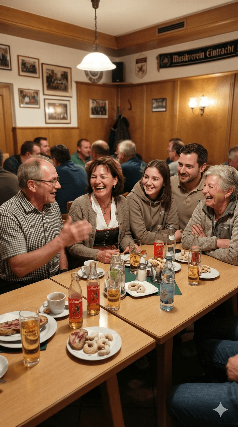 Vereinsabend an langen Tischen
